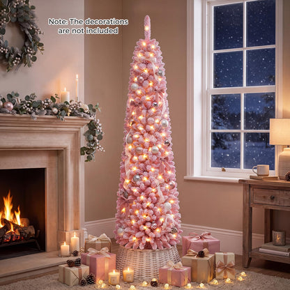 Pre-Lit Artificial Christmas Tree, Slim Pencil Xmas Tree