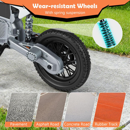 12V Kids Dirt Bike with Twist Throttle Grip Electric Motorcycle with Music
