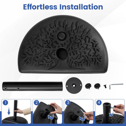 25kg Half Round Parasol Base, Water and Sand Fillable Patio Umbrella Stand