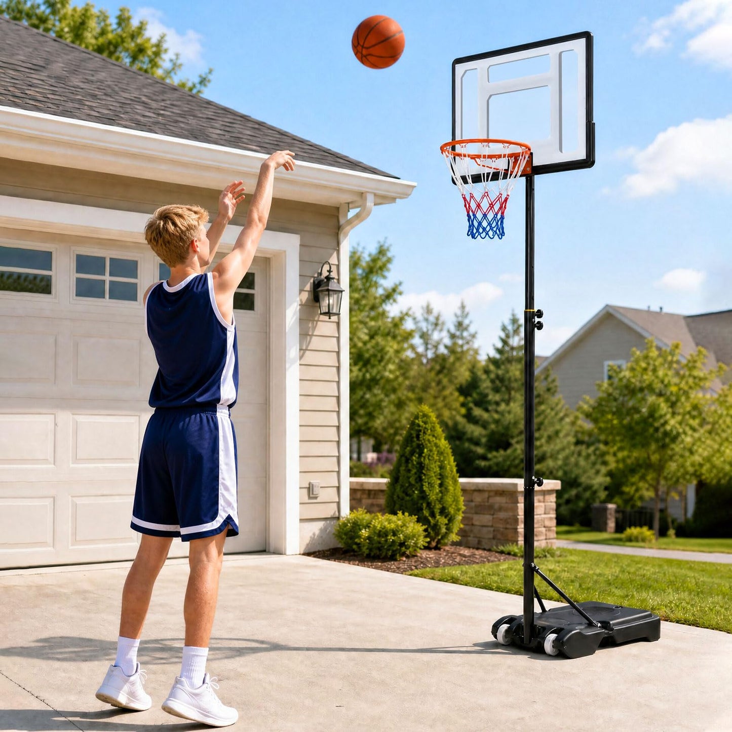 10FT Portable Basketball Hoop and Stand with Wheels