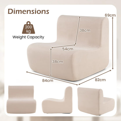 Lazy Floor Sofa Chair with Soft Velvet and Ergonomic Support