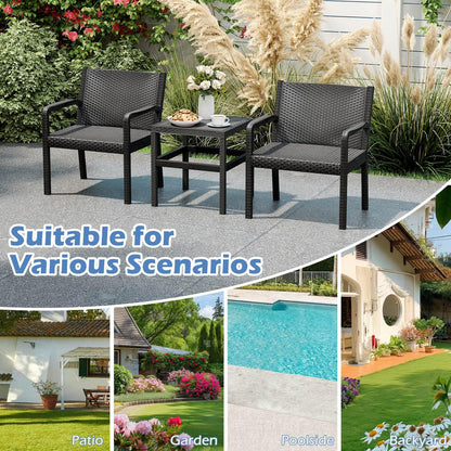 Rattan Furniture Set with 2 Armchair and Squire Side Table