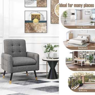 Linen Fabric Accent Chair Single Sofa with Removable Seat Cushion