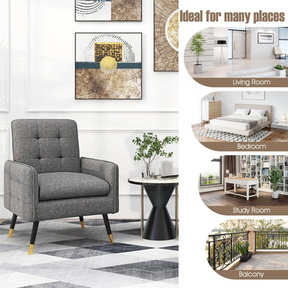 Linen Fabric Accent Chair Single Sofa with Removable Seat Cushion