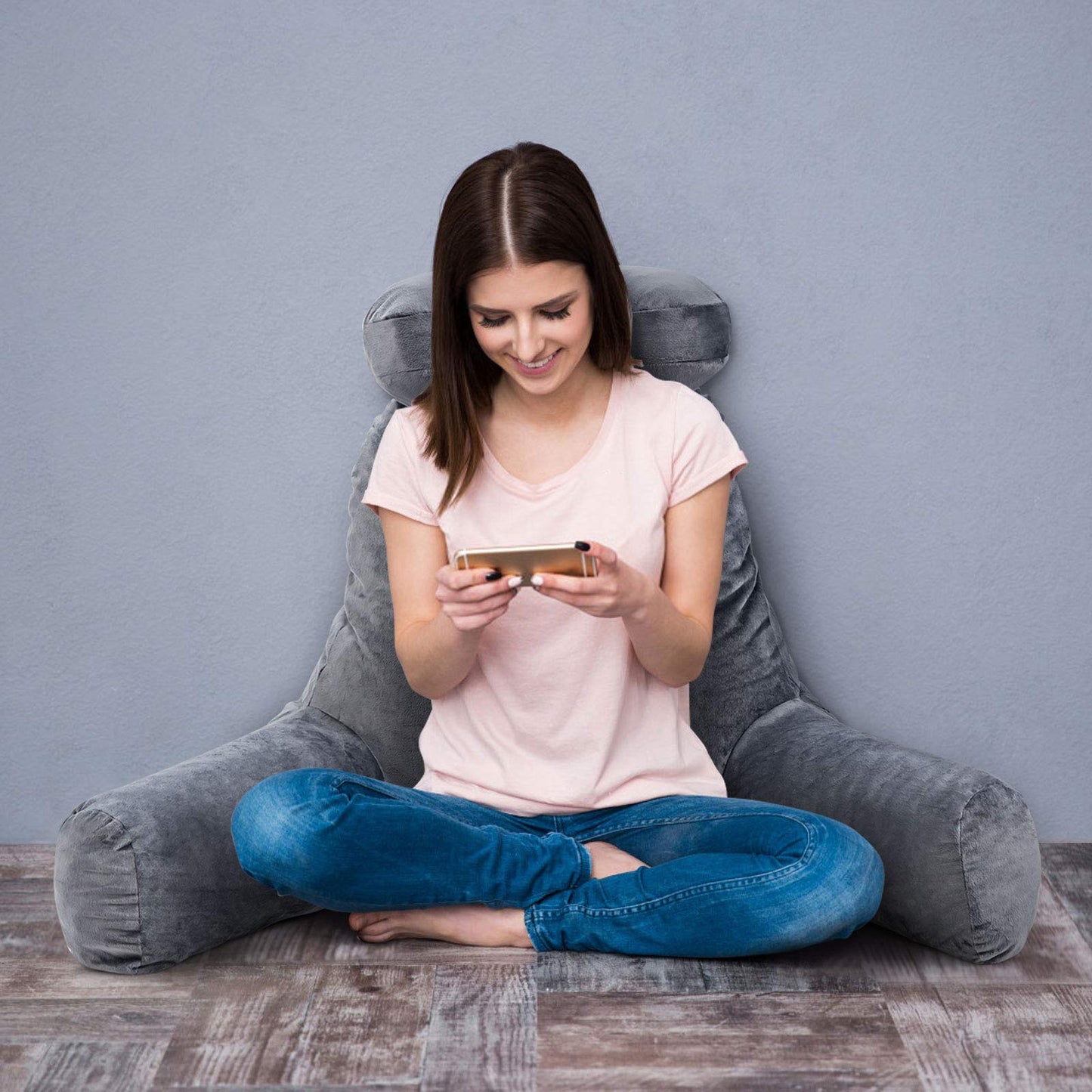 Extra Large Bed Rest Reading Pillow with Detachable Neck Roll