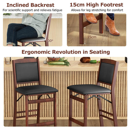 Set of 2 Counter Height Chairs with Rubber Wood Legs