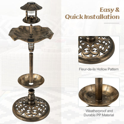 4 in 1 Bird Feeder and Bath with Solar Lights & Flower Planter Base