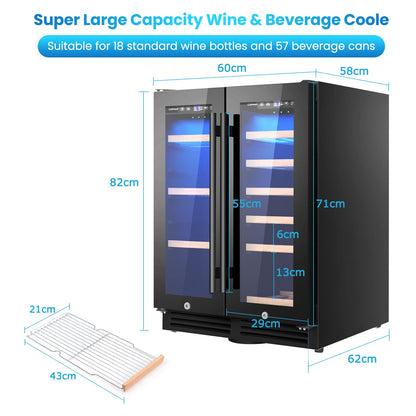 120L Dual Zone Wine Beverage Refrigerator
