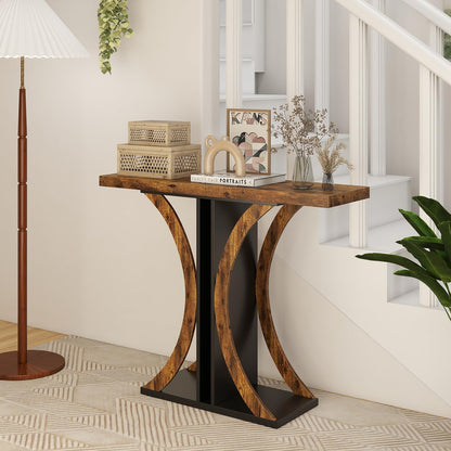 Console Table 100 cm Rectangular Entryway Table with Geometric Frame