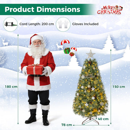 5FT Pre-Lit Artificial Christmas Tree, Hinged Holiday Xmas Tree