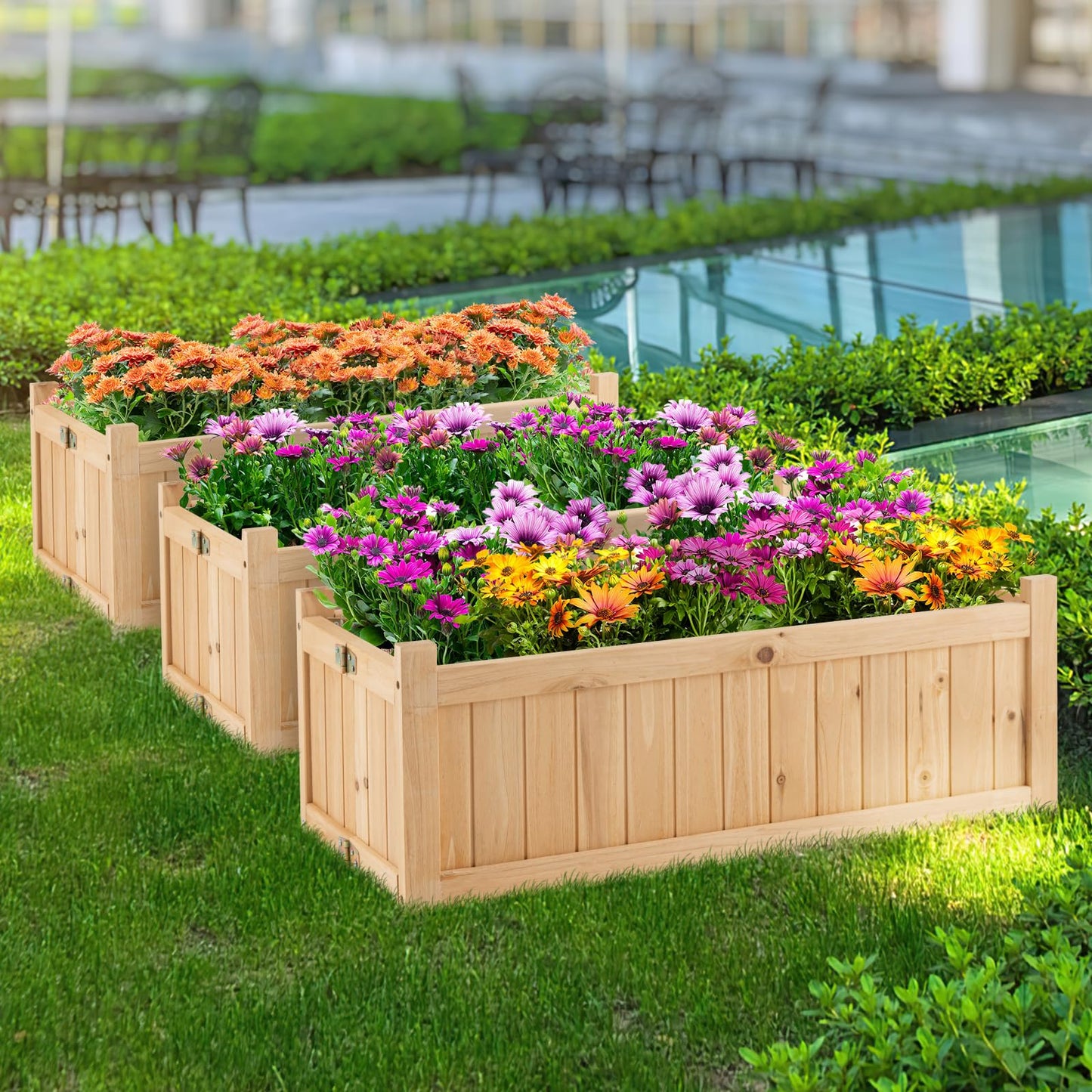 Folding Wooden Flower Planter with Drainage Hole (70 x 30 x 25cm)