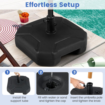 40kg Water+Sand Filled Patio Parasol Umbrella Stand Fit 38/48 mm Umbrella Poles