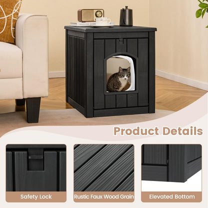 Indoor Outdoor Cat House with Flip Front Door and Raised Floor