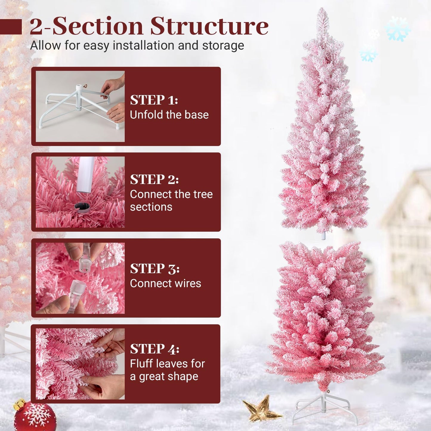 Artificial Christmas Tree with 392 Flocked Branch Tips