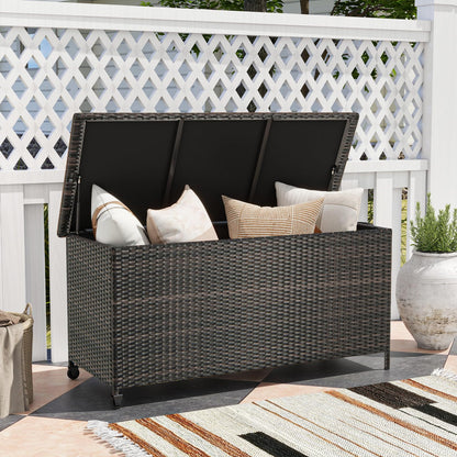 320L Waterproof Rattan Deck Box with Zippered Liner