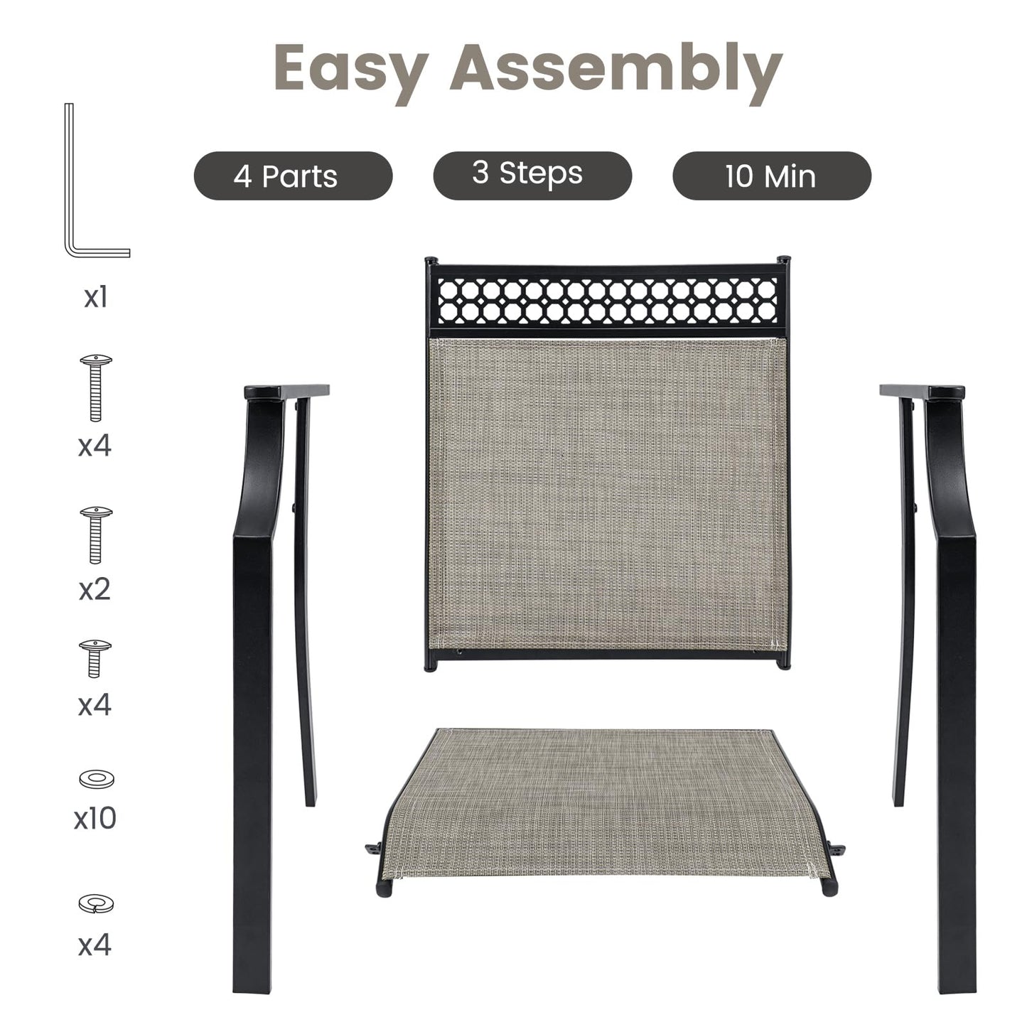 Large Outdoor Chairs with Breathable Seat & Ergonomic Back