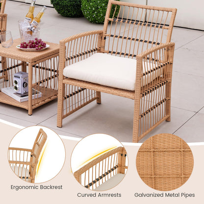 5-Piece Garden Rattan Furniture Set with Cushions