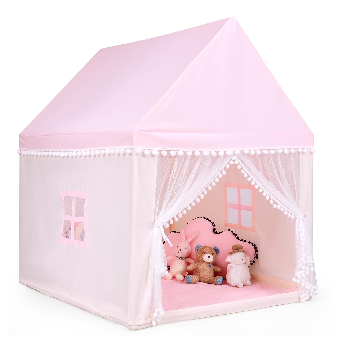 Children's Wooden Frame Playhouse Tent with Mat