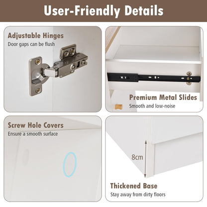 6 Door Buffet Pantry Storage Cabinet with Outlets