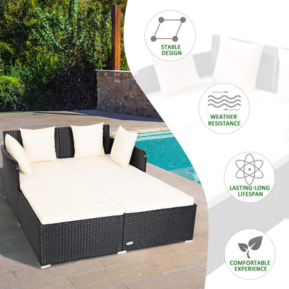 Outdoor Sun Lounger Patio Conversation Recliner with Upholstered Cushion