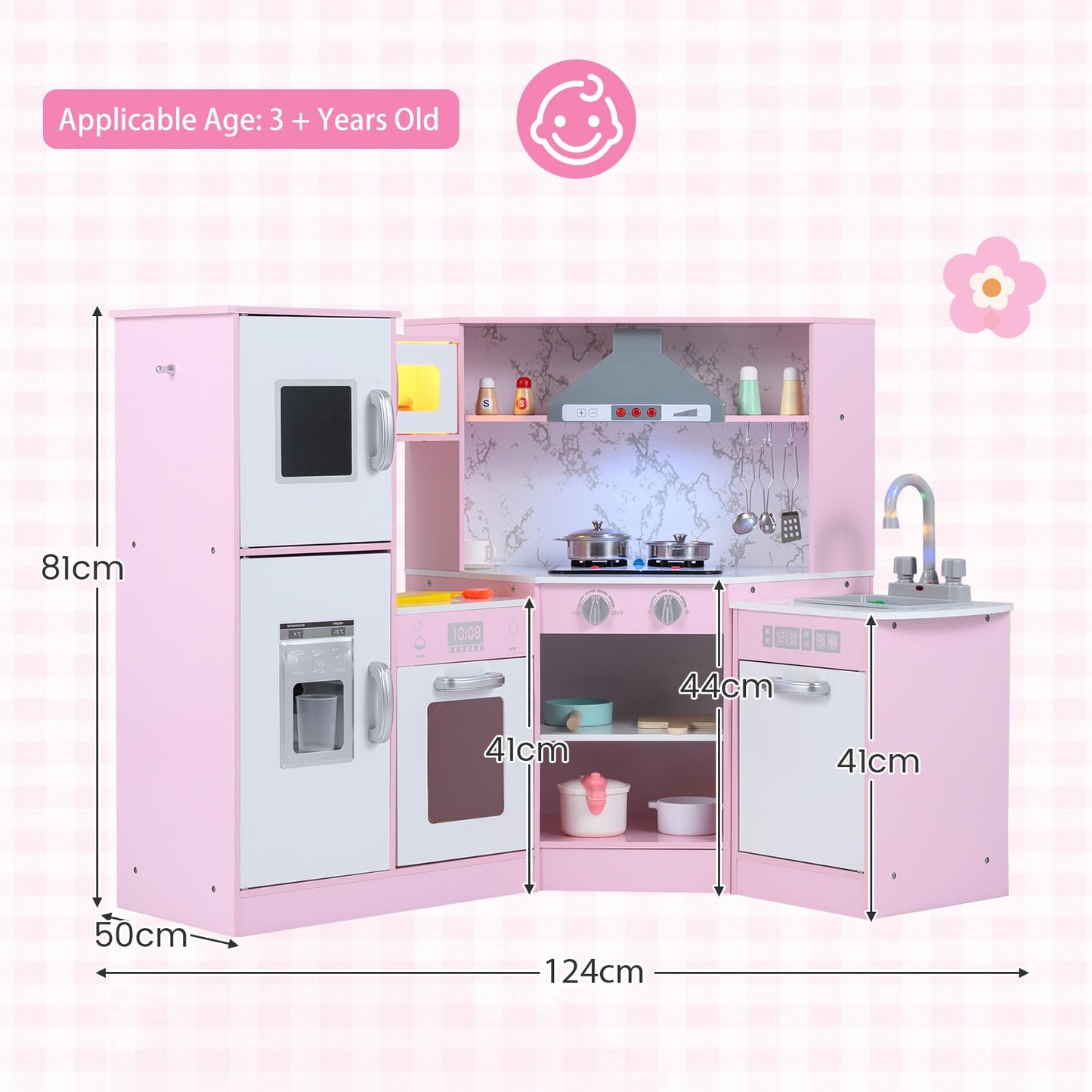 Kids Corner Kitchen Playset with Separated Washing Basin