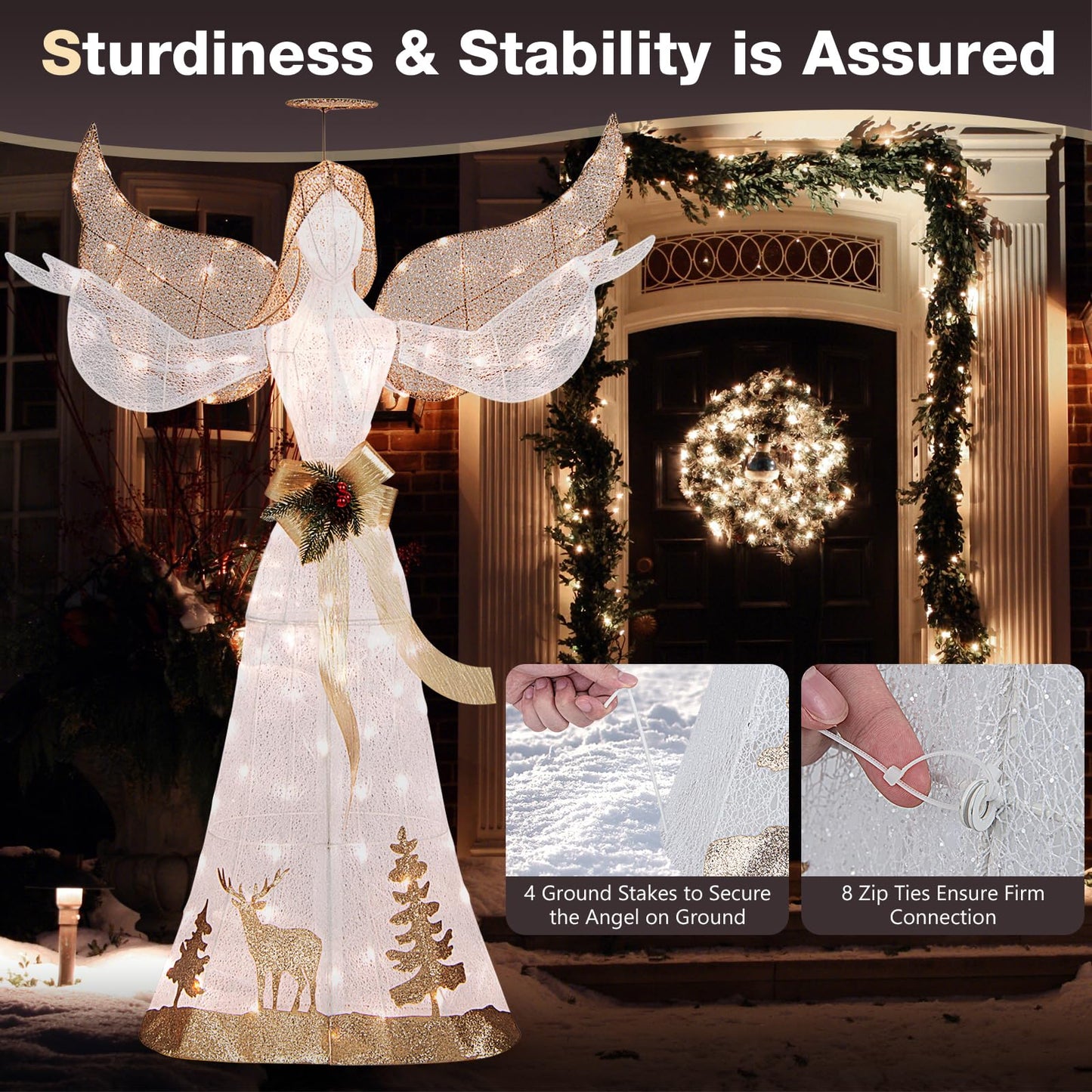 150 cm Lighted Christmas Angel Decoration with 100 LED Lights