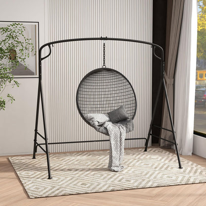 Outdoor Metal Swing Frame Sturdy A-Shaped Porch Swing Stand with Extra Side Bars