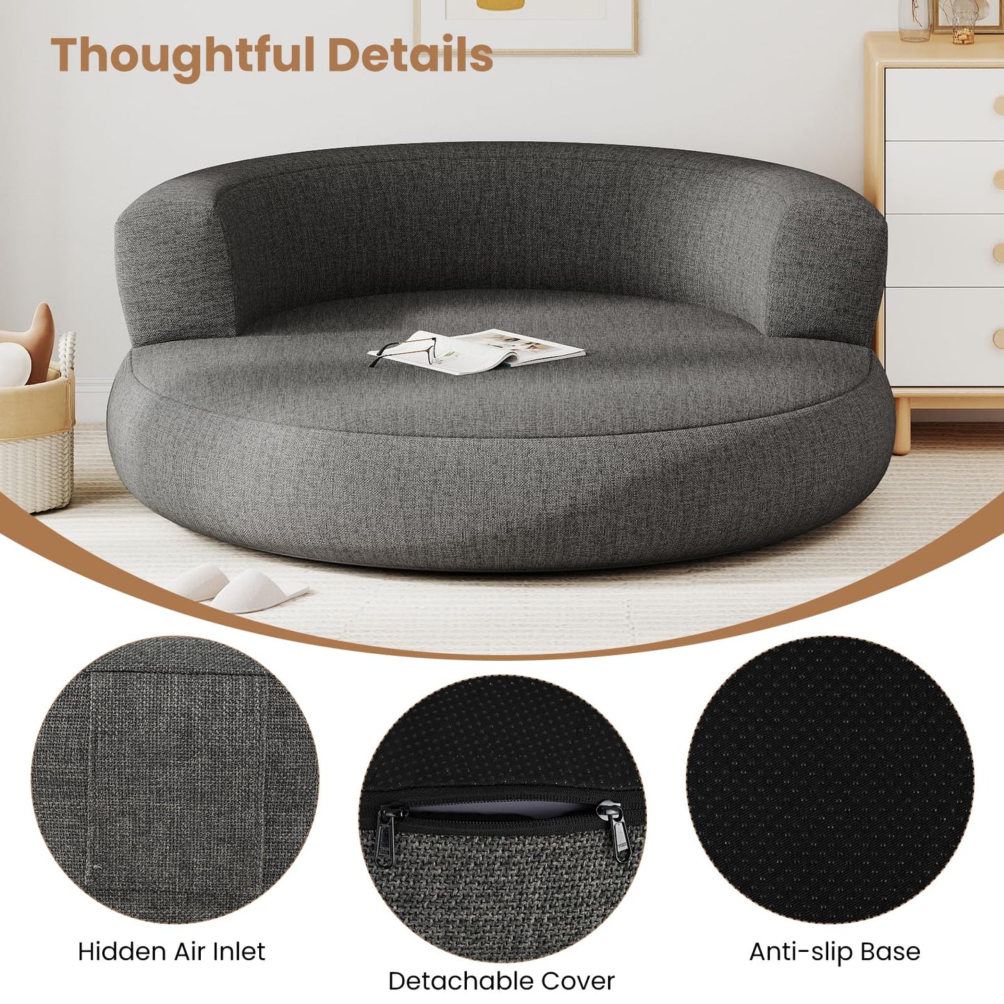 Inflatable Couch Inflatable Lounger Air Sofa with Detachable Cover