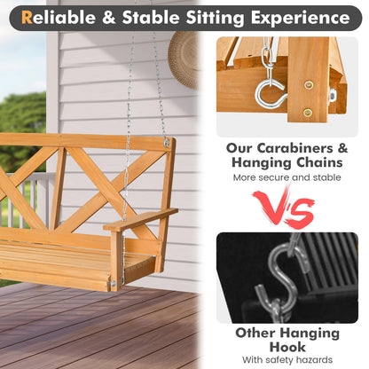 2 Seater Solid Wood Garden Swing Chair