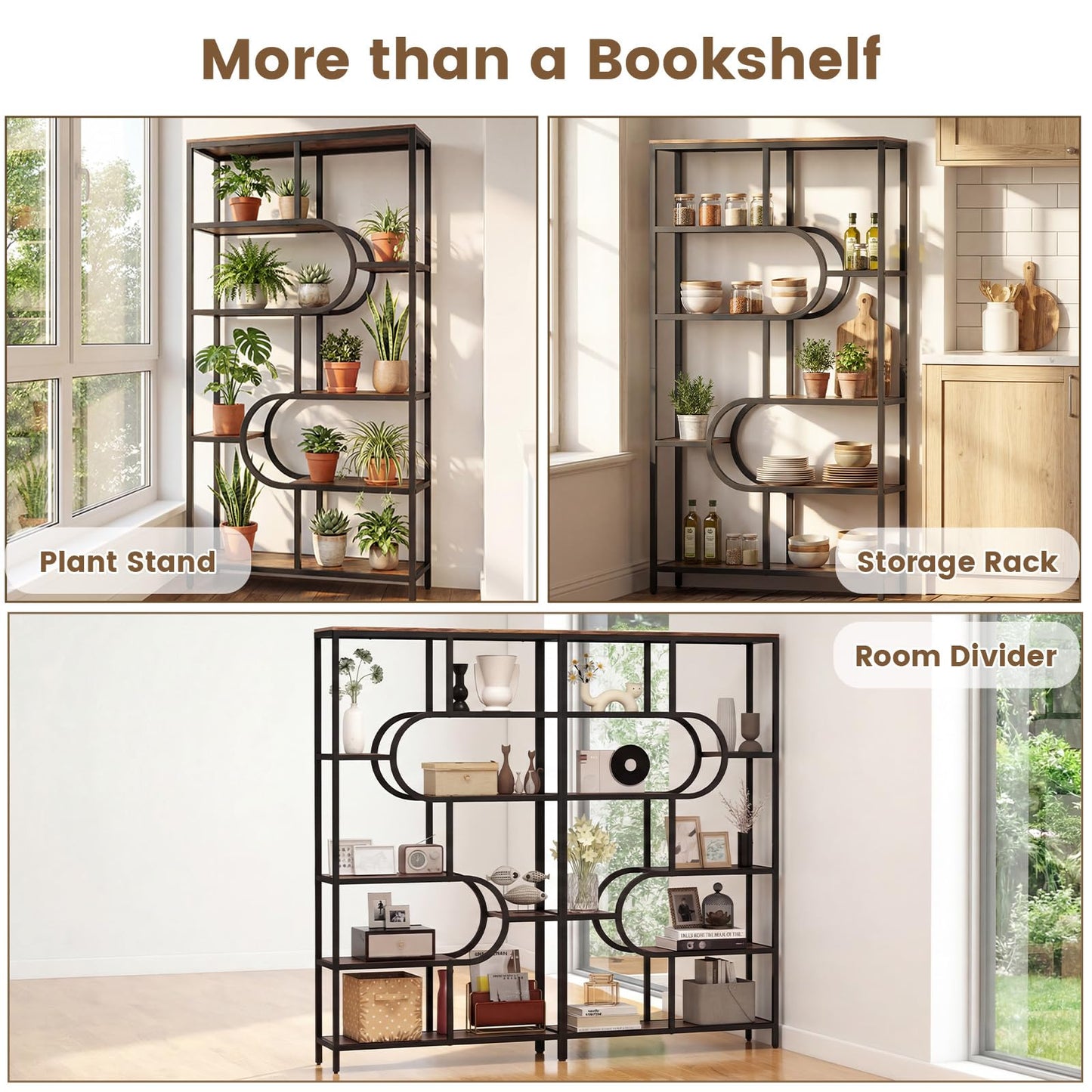 8-Tier Bookshelf Tall Etagere Bookcase with Open Storage Shelves