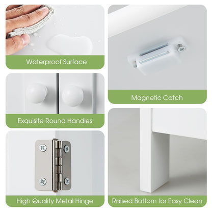 Double Door Bathroom Floor Cabinet with Shelf