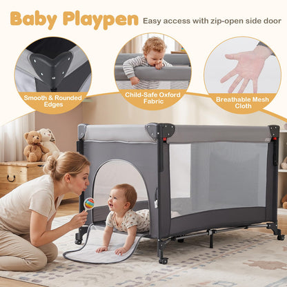 5 in 1 Baby Travel Cot, Portable Baby Crib Bassinet