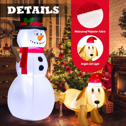 180 cm Tall Inflatable Snowman and Dog Set with Built-in LED Lights