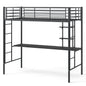 Metal Bunk Bed with Desk, Space-Saving High Sleeper Bed
