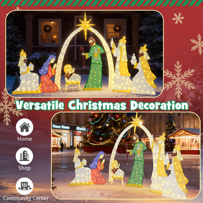 7 Pcs Lighted Nativity Scene with 310 Warm White LED Lights