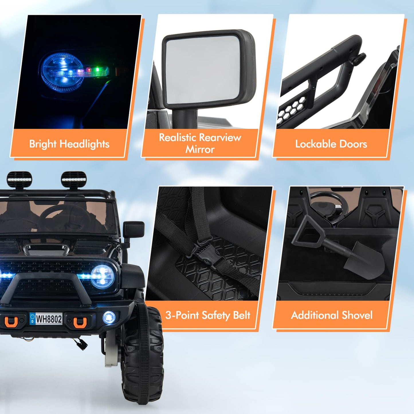 2 Seater Ride On Car with Remote Control and Horn for Boys and Girls