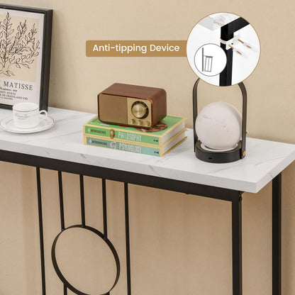 Modern Faux Marble Slim Entryway Table Sofa Side Tables