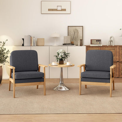 Mid-Century Accent Chair with Solid Wood Frame
