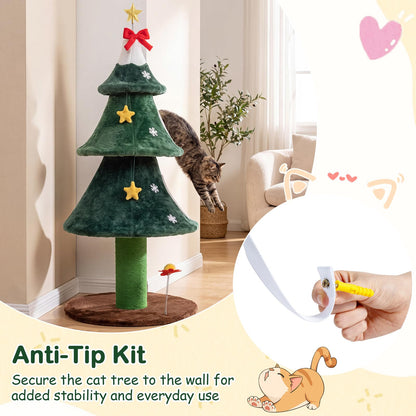 Cat Tree, Christmas Cats Climbing Tower with Condos
