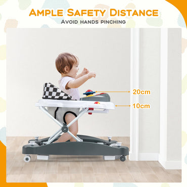 6 in 1 Baby Walker Foldable Push Along Walkers with 3 Adjustable Heights