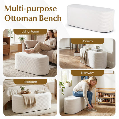 Upholstered Ottoman Bench 120CM Modern End of Bed Stool with Corduroy Fabric