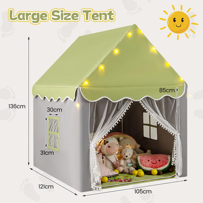 Large Kids Play House with Washable Mat and Star Lights