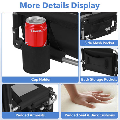 Foldable Stadium Seat, Padded Camping Chair with Back Support