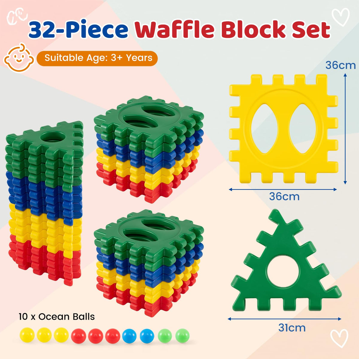 32 Pieces Jumbo Building Blocks for Kids