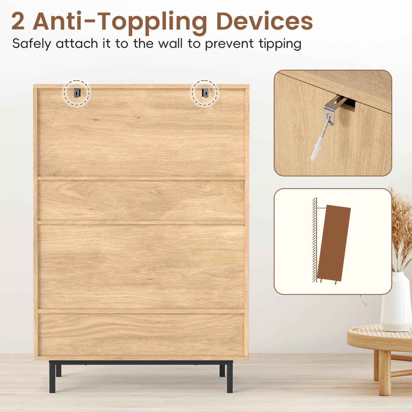 108CM Tall Shoe Cabinet 6-Tier with 2 Doors and Adjustable Shelves