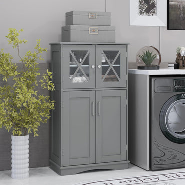 Bathroom Linen Storage Cabinet with Doors and Adjustable Shelves
