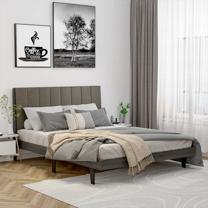 5FT King Size Bed Frame with Channel Tufted Headboard & 20cm Underbed Storage