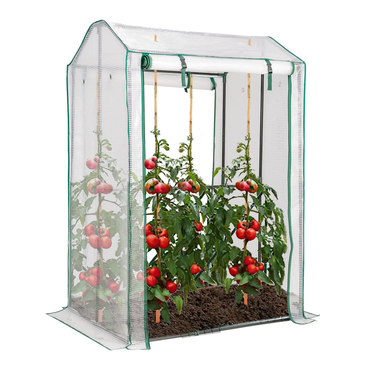Garden Grow Green House with 4 Shelves and Roll-up Zippered Door
