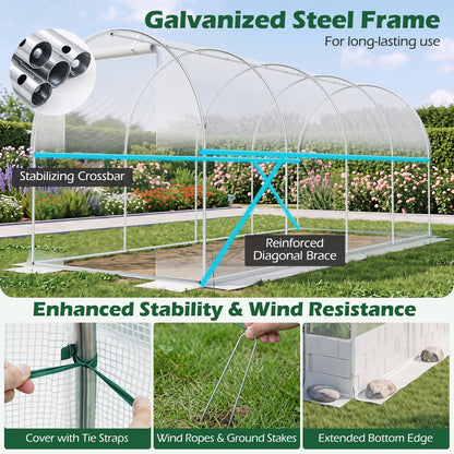 4.5 x 2 x 2 m Walk-in Tunnel Greenhouse for Outdoors Plant Hot House