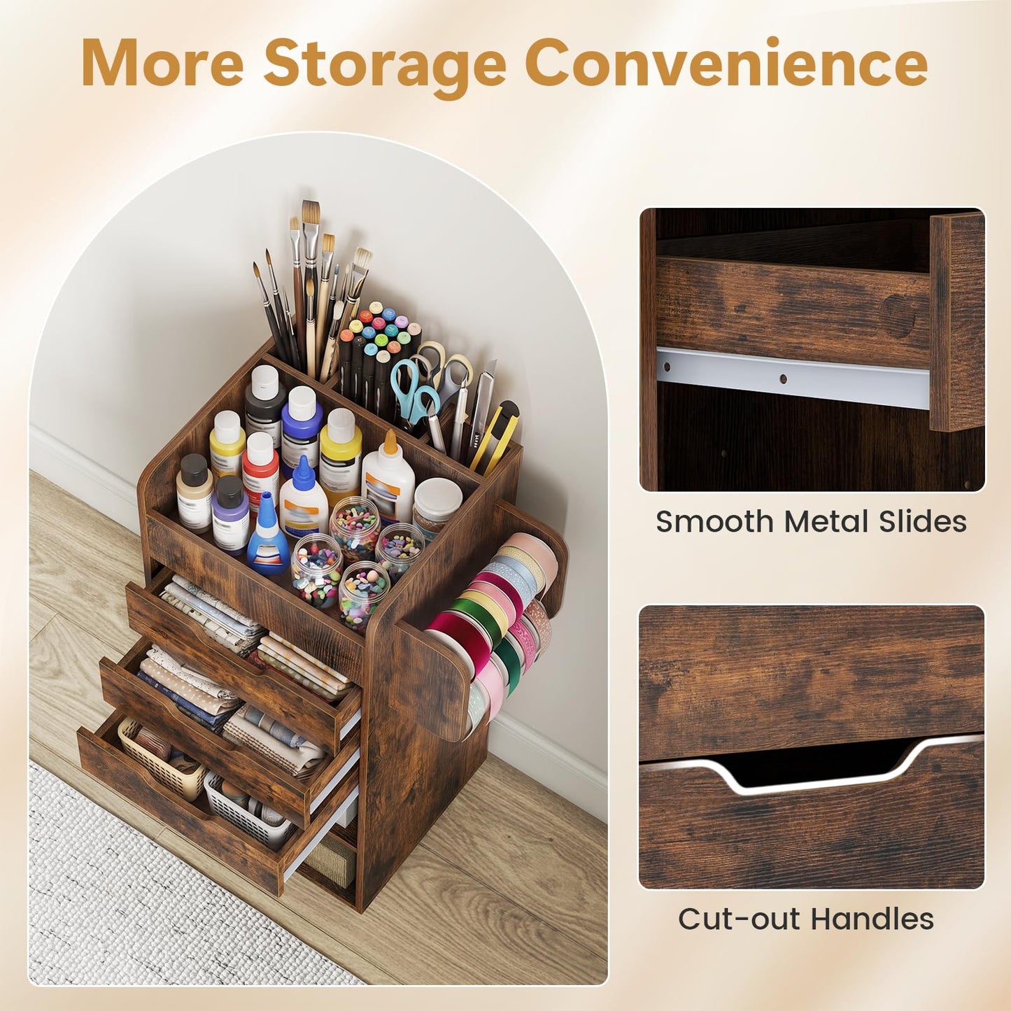 3 Drawers Mobile File Cabinet, Lateral Storage Chest